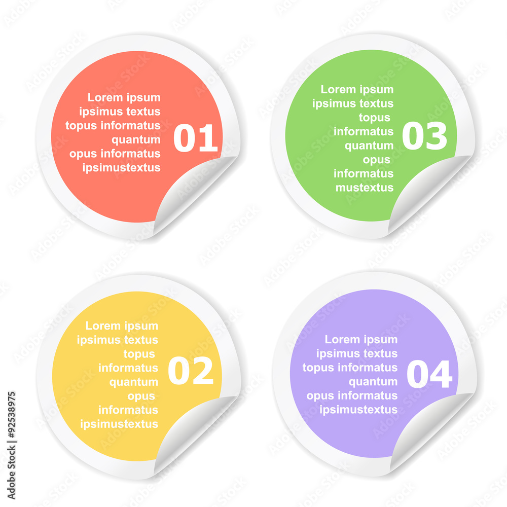 Infographics Design template. Numbered circle color Infographics Design template. Numbered circle color