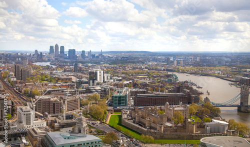 LONDON, UK - SEPTEMBER 17, 2015:  City of London aerial view, river Thames. London panorama form 32 floor of Walkie-Talkie building © IRStone