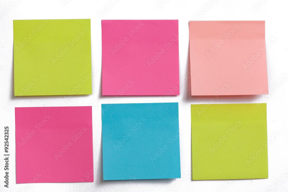 collection of colorful post it paper note isolated