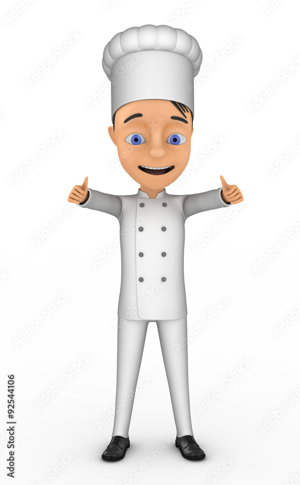 3d cheerful chef isolated on white background 3d cheerful chef isolated on white background
