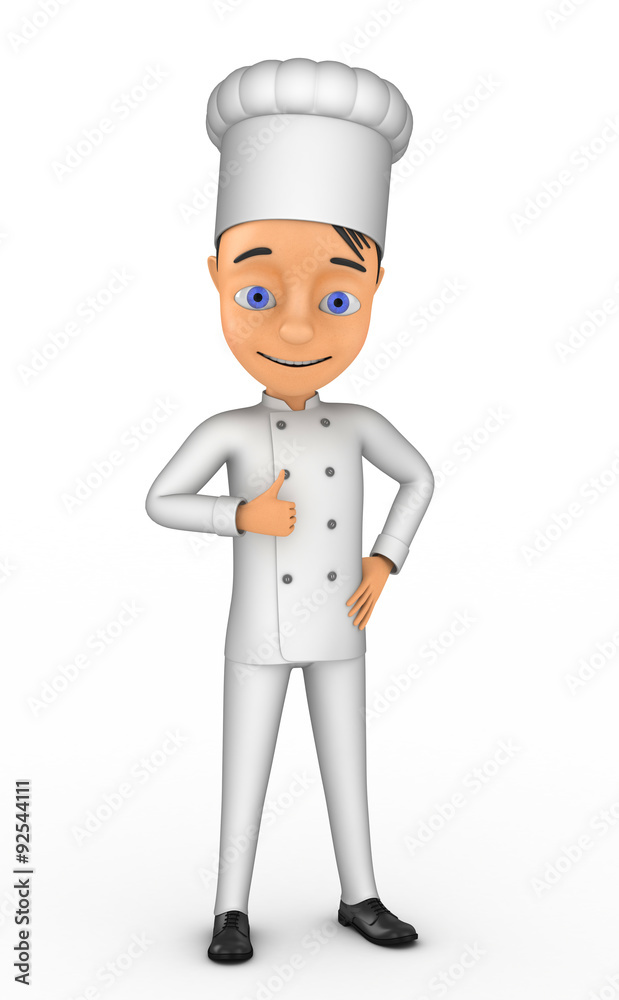 3d cheerful chef isolated on white background 3d cheerful chef isolated on white background
