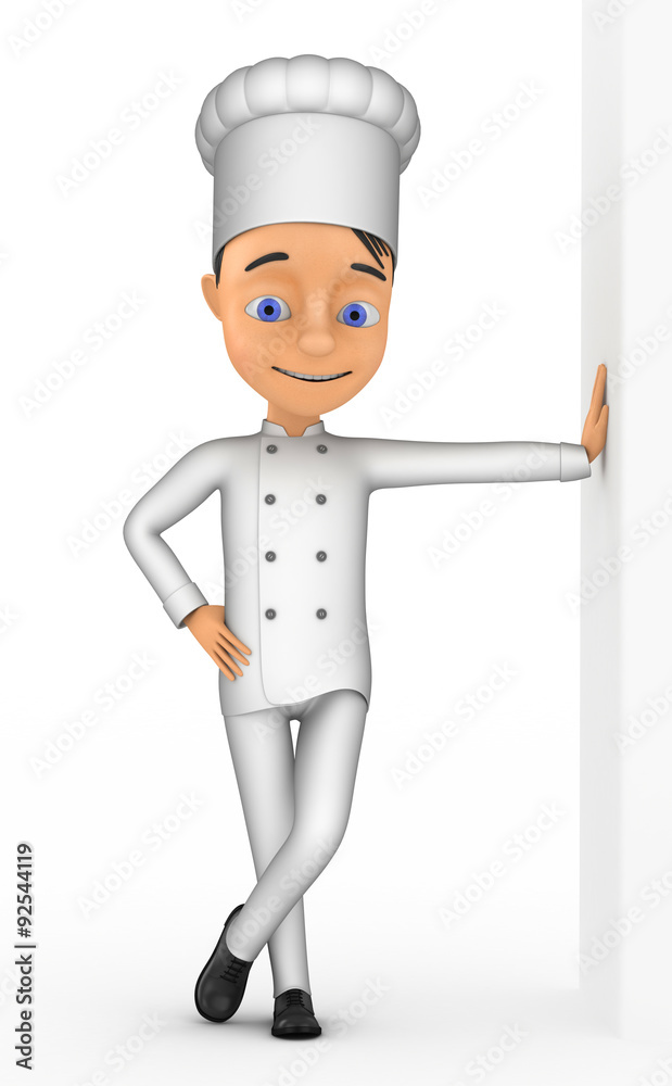 3d cheerful chef isolated on white background 3d cheerful chef isolated on white background