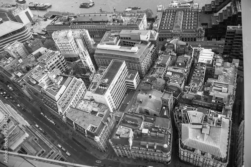 LONDON  UK - SEPTEMBER 17  2015  City of London aerial view  office buildings and streets. London panorama form 32 floor of Walkie-Talkie building