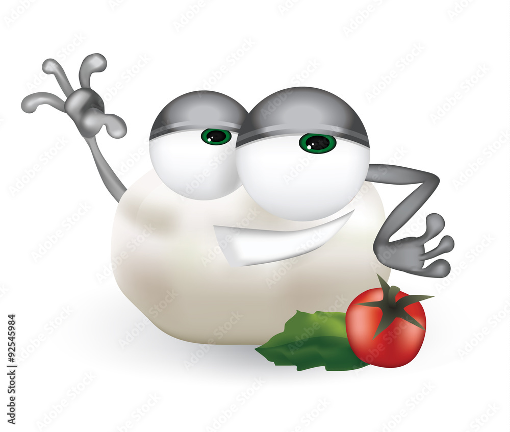 Cool, funny mozzarella cartoon character with a big smile. Stock Vector |  Adobe Stock
