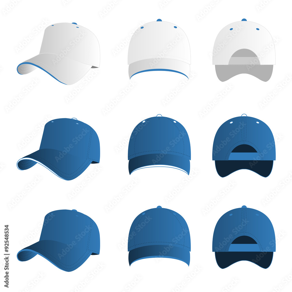 Light blue baseball cap vector set Light blue baseball cap vector set