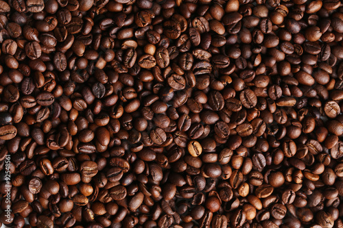 Roasted coffee beans background  close up