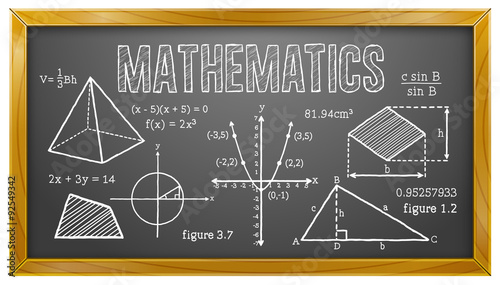 Mathematics, Algebra, Geometry, Trigonometry, Blackboard photo