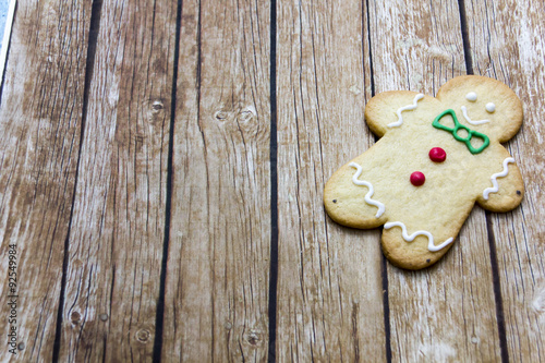 Christmas Gingerbread on wood background