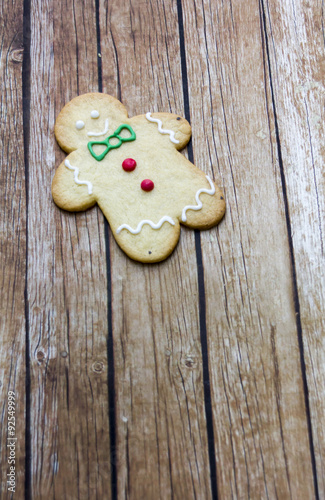 Christmas Gingerbread on wood background