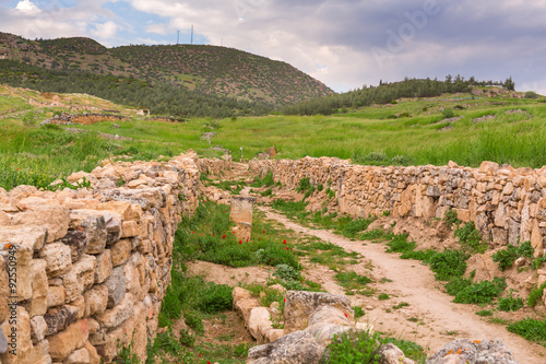 Ancient ruined settlement road Pamukkale Turkey