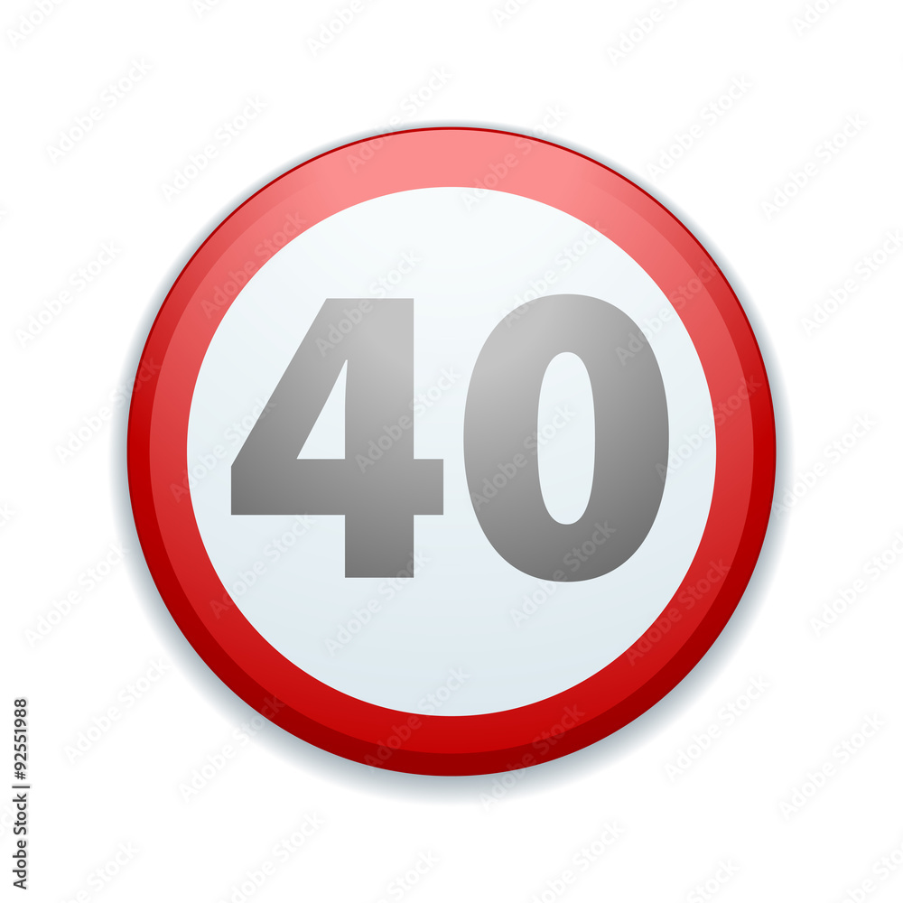 Restricting speed to 40 kilometers per hour traffic sign Restricting speed to 40 kilometers per hour traffic sign