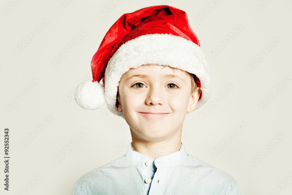 Portrait of Smiling Child Boy Wearing Red Santa Hat Portrait of Smiling Child Boy Wearing Red Santa Hat