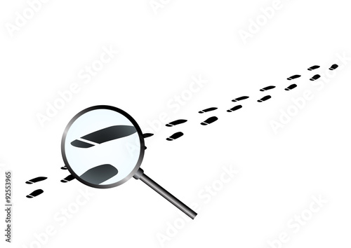 Vector : Shoe paint tracks and magnifying glass