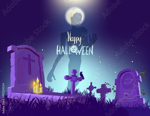 Happy Halloween poster, vector illustration