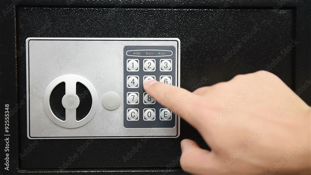 man hand opened electronic bank safe man hand opened electronic bank safe