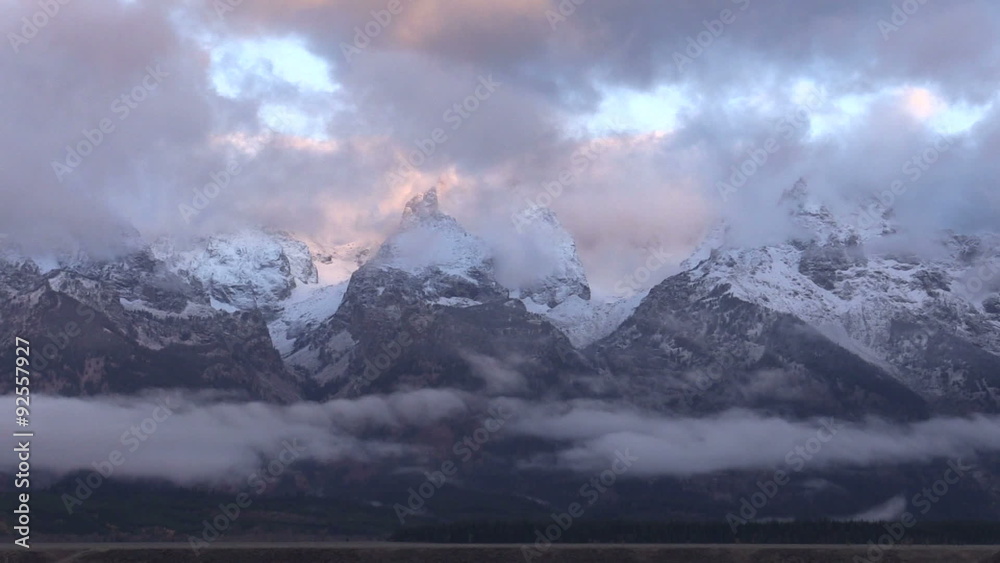 Alpenglow and Storm at Sunrise on the Tetons Alpenglow and Storm at Sunrise on the Tetons