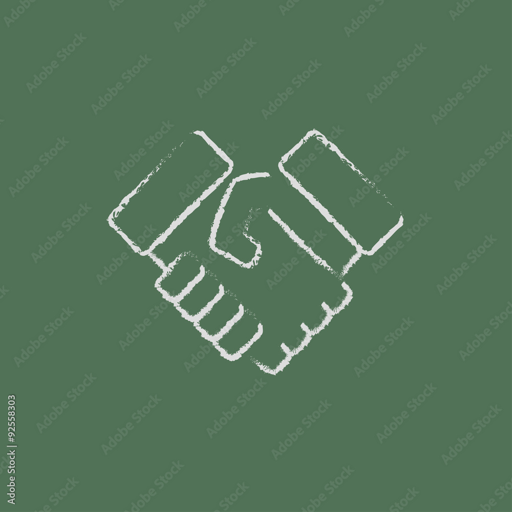 Obraz premium Handshake icon drawn in chalk.