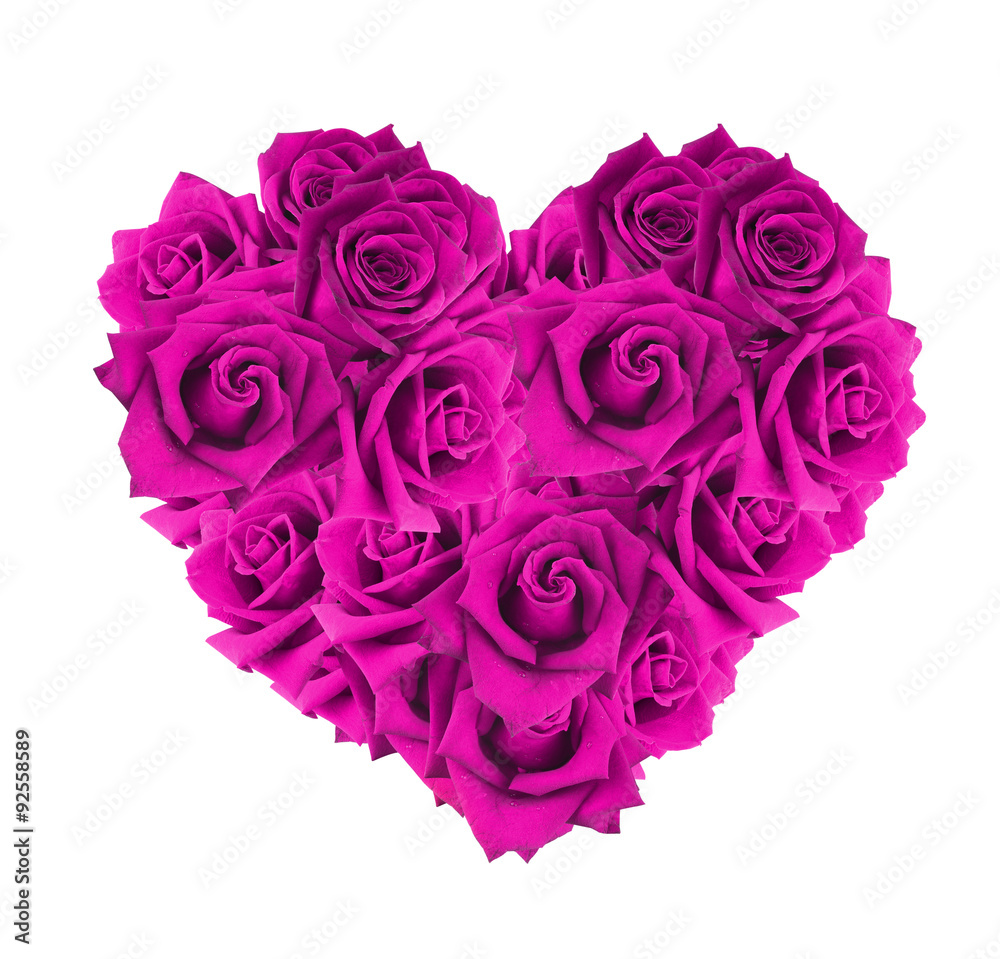 Heart shaped bouquet of red roses isolated over white background Heart shaped bouquet of red roses isolated over white background