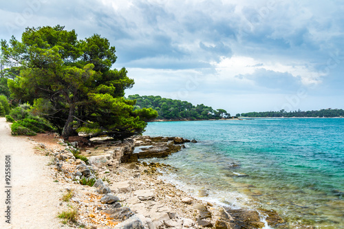 Adriatic sea view at Rovinj, popular touristic destination of Croatian coast.