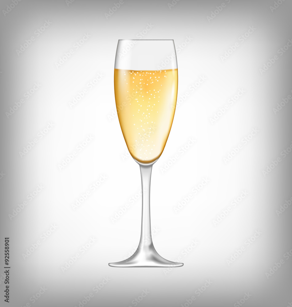 Realistic Glass of Champagne Isolated Realistic Glass of Champagne Isolated