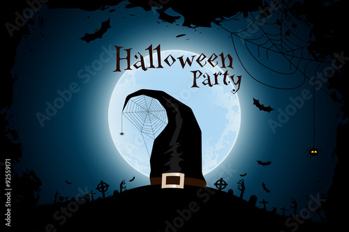 Halloween Zombie Party Poster with Hat