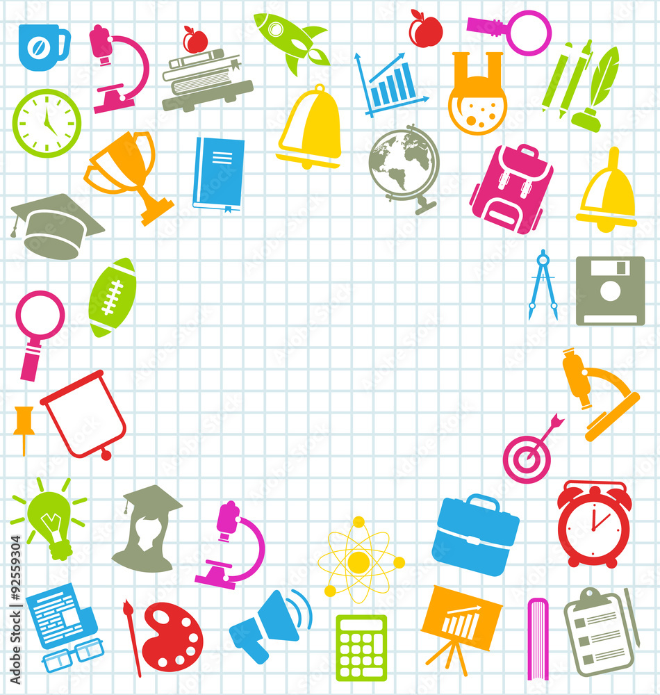 Education Flat Colorful Simple Icons