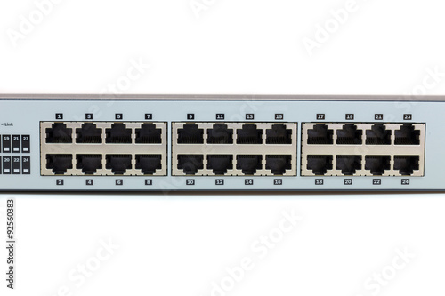 Network switch mount port for connect network on white background