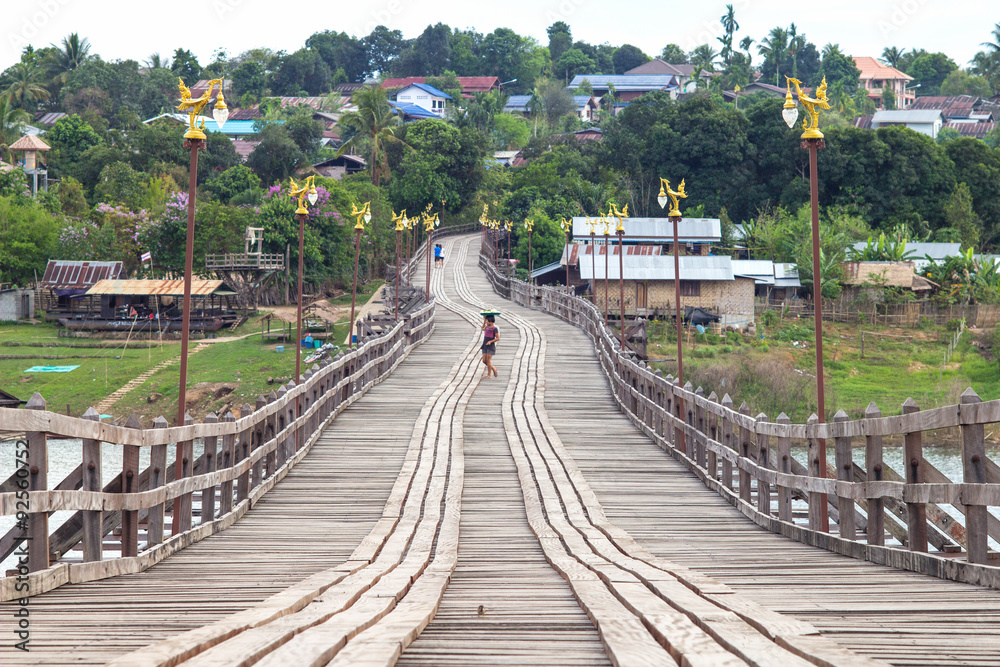 KANCHANABURI, THAILAND - APIRL8, 2012: Saphan Mon or Mon Bridge,