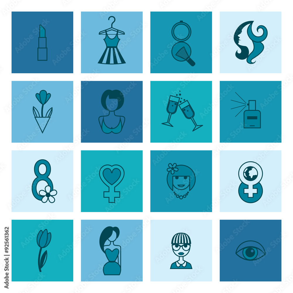 Womans Day Icon Set Womans Day Icon Set