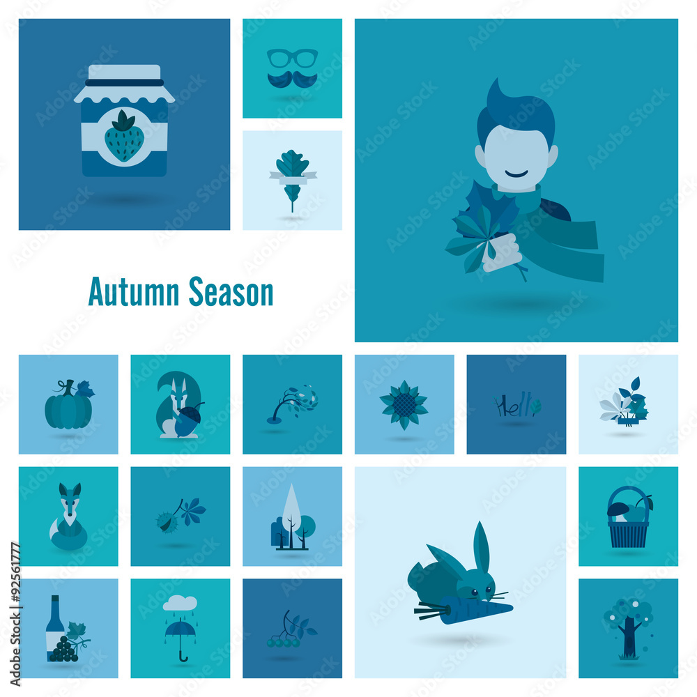 Set of Flat Autumn Icons