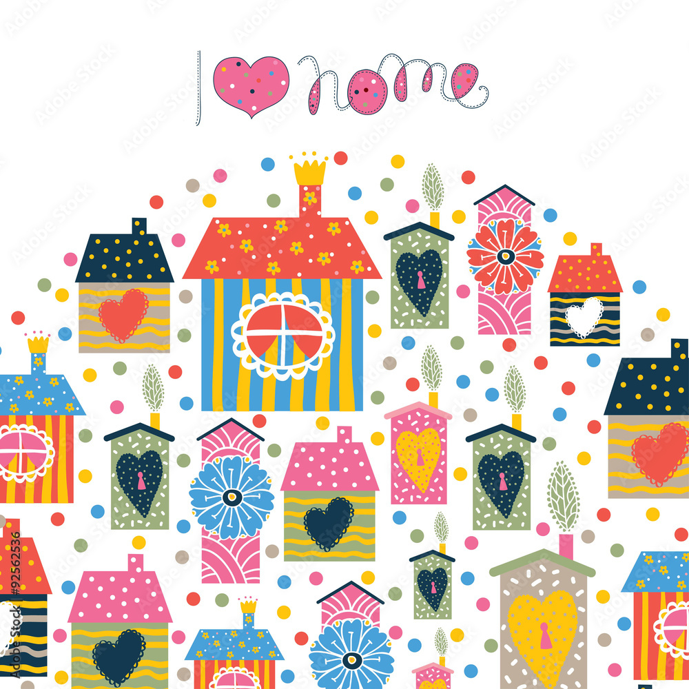 Sweet Home background. Vector postcard.