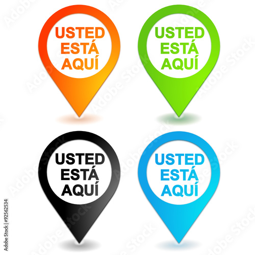 usted está aquí en 4 colores símbolo de geolocalización