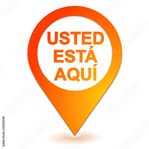 usted está aquí en la geolocalización símbolo naranja