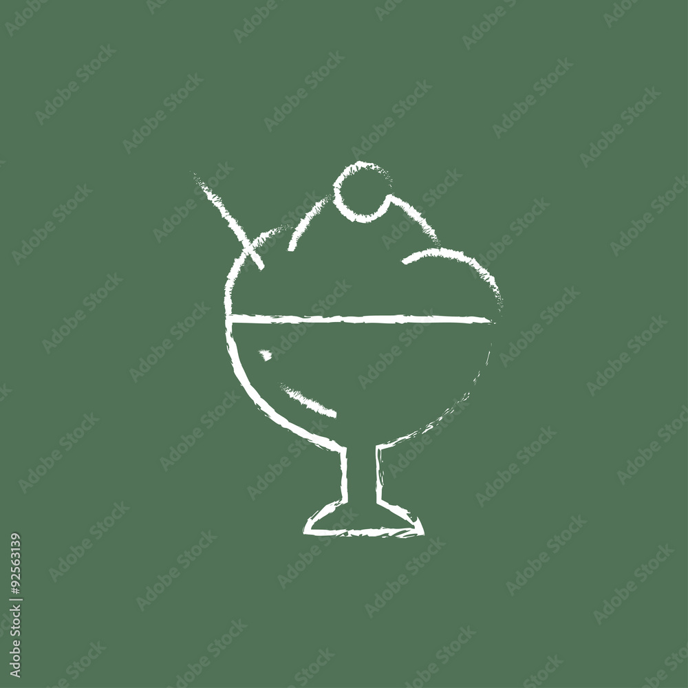 Cup of an ice cream icon drawn in chalk. Cup of an ice cream icon drawn in chalk.