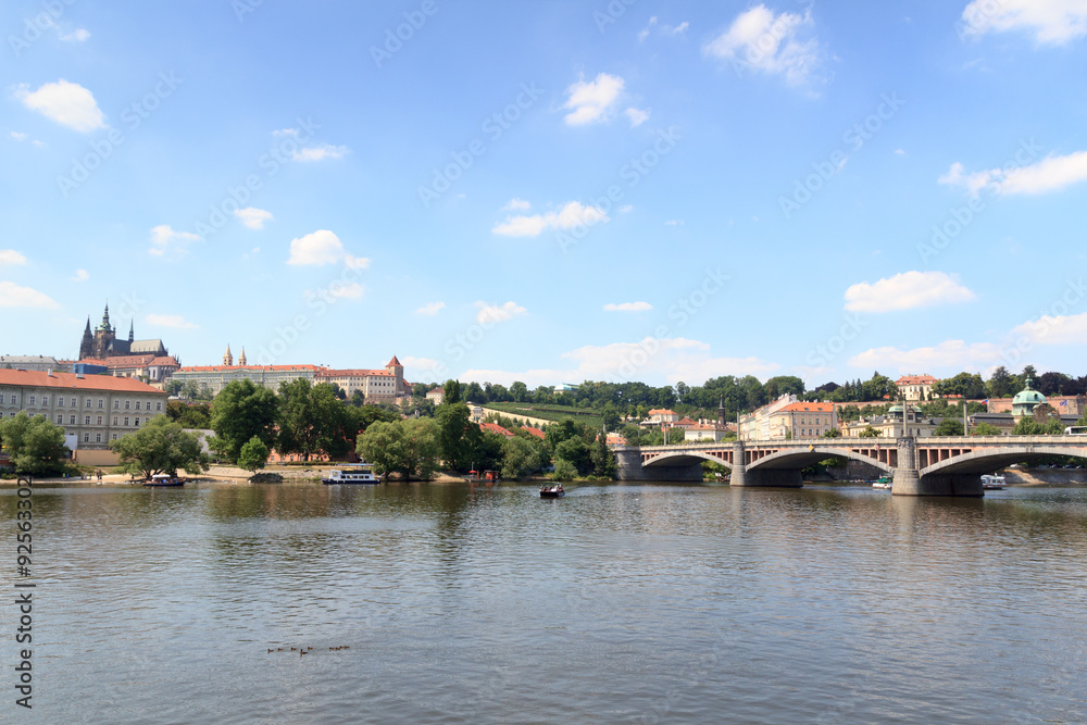 Prague Castle and Manes Bridge in Prague