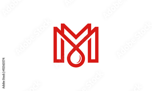initial letter M with oil drop water logo design template