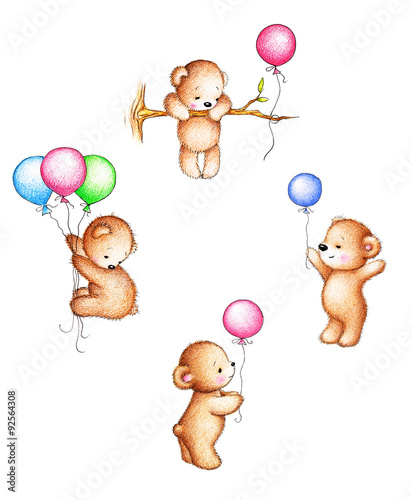 teddy bears with balloons