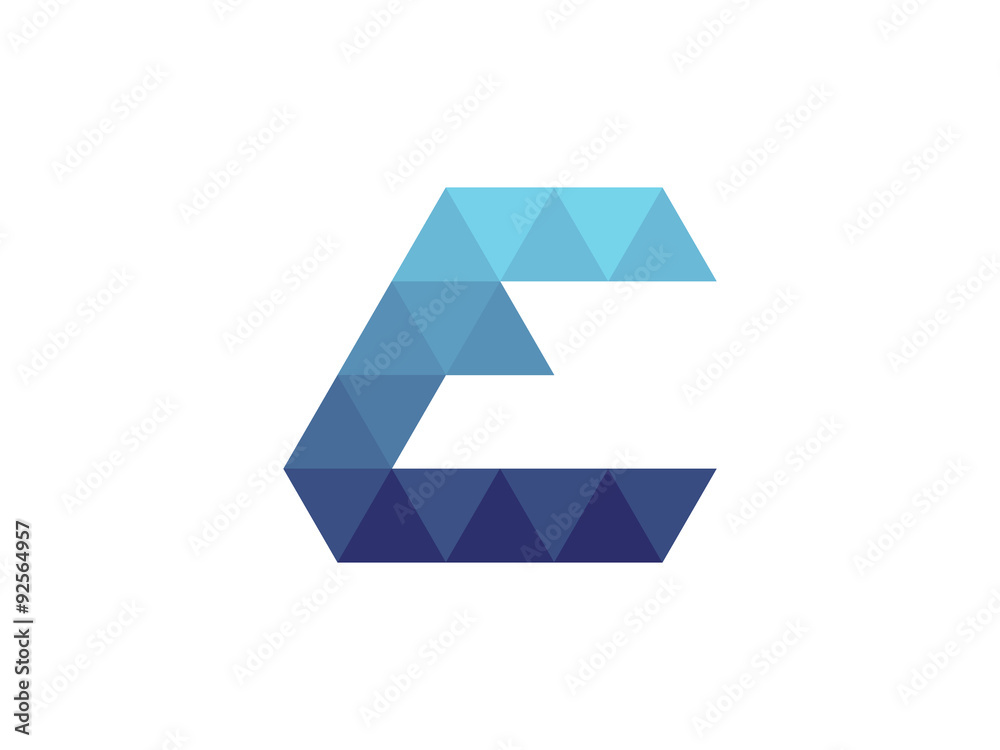 E Letter Blue Triangle Geometric Logo E Letter Blue Triangle Geometric Logo
