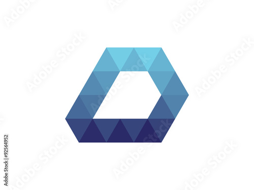 D Letter Blue Triangle Geometric Logo