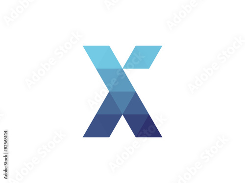 X Letter Blue Triangle Geometric Logo