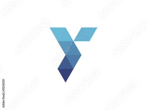 Y Letter Blue Triangle Geometric Logo