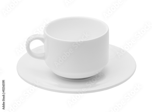 Empty white ceramic coffee or tea cup