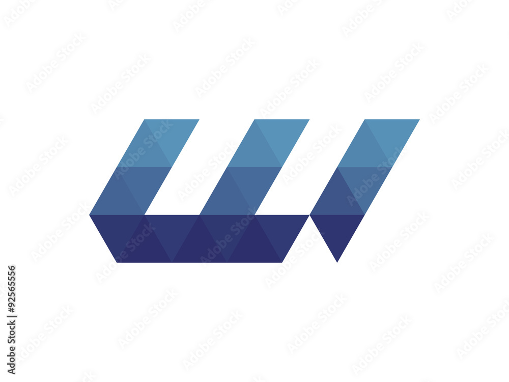 w Letter Blue Triangle Geometric Logo Stock Vector | Adobe Stock