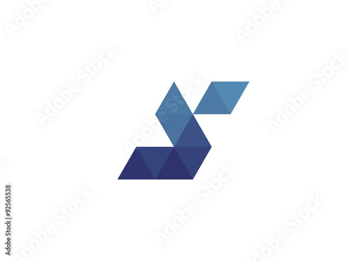 s Letter Blue Triangle Geometric Logo