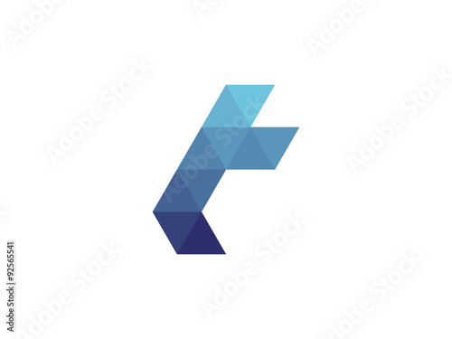 Free Download t Letter Blue Triangle Geometric Logo - GFXLoad