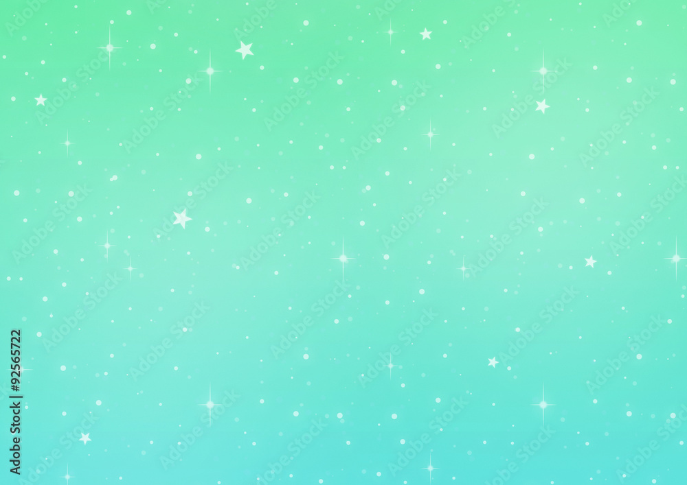 パステルカラー　ブルーグリーン系星空柄背景　横