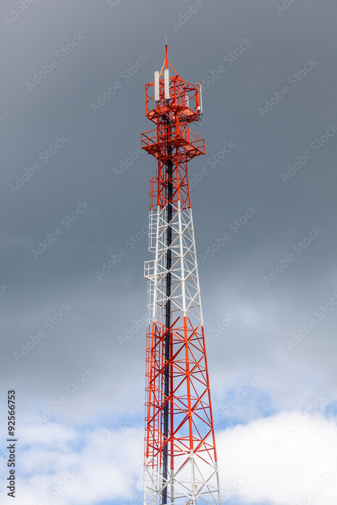 Telecommunications tower with blue sky background. Telecommunications tower with blue sky background.