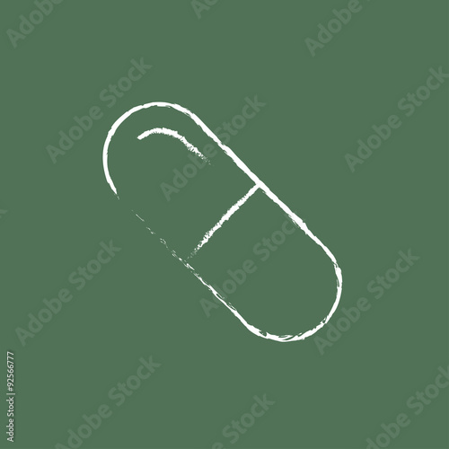 Capsule pill icon drawn in chalk.