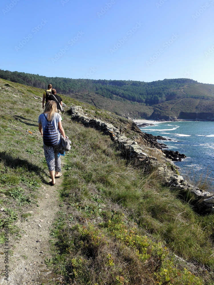 Trekking along the atlantic coast in galicia, spain