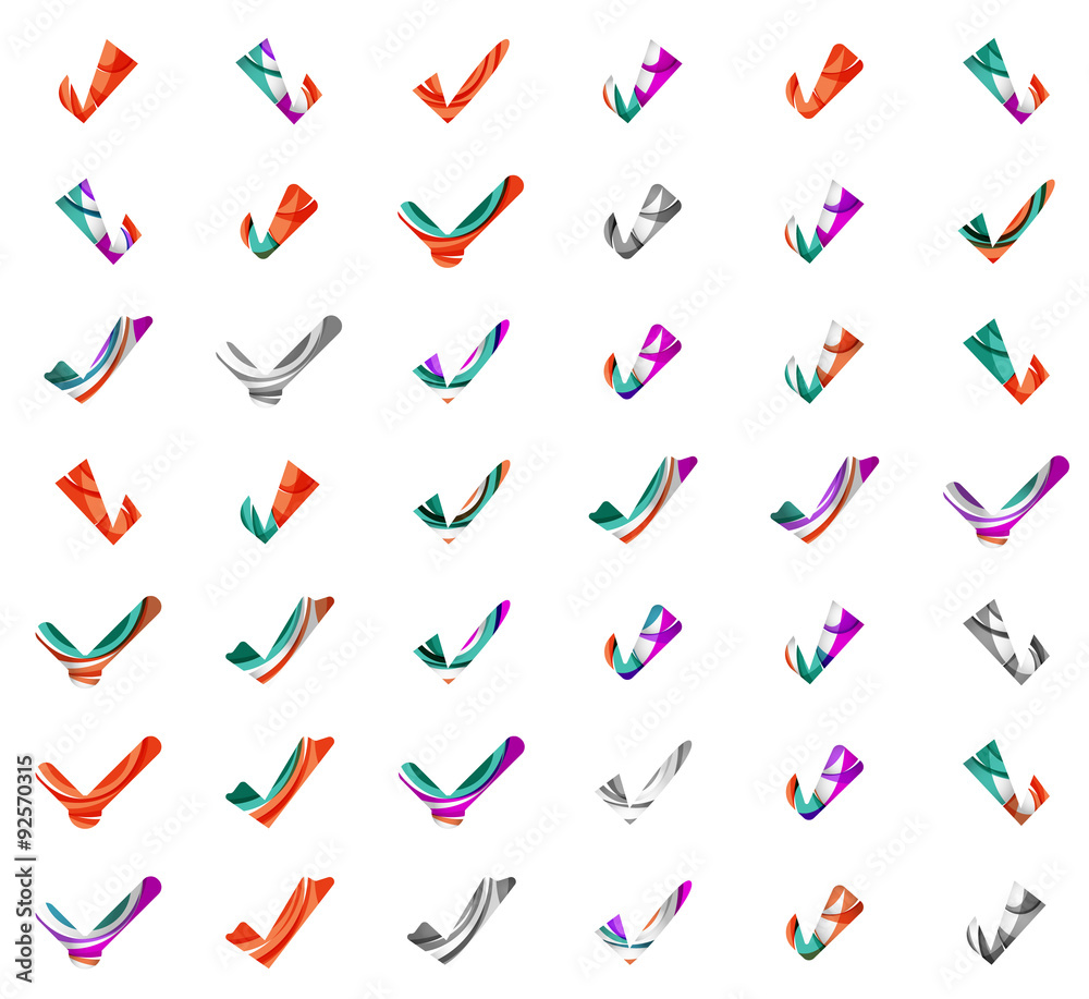 Set of abstract OK and tick icons, business logotype concepts Set of abstract OK and tick icons, business logotype concepts